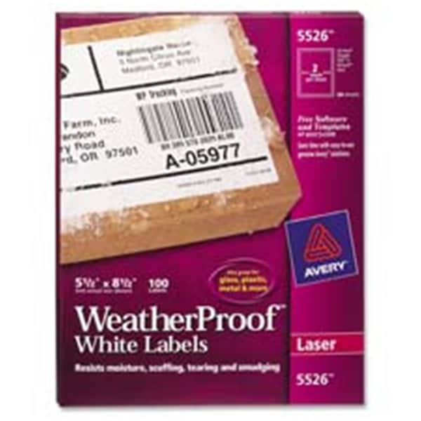 The Workstation Consumer Products Weatherproof Mailing Labels- 1in.x2-.63in.- White TH127314 - main